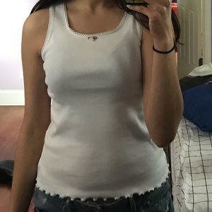 Lace and ruffle tank top